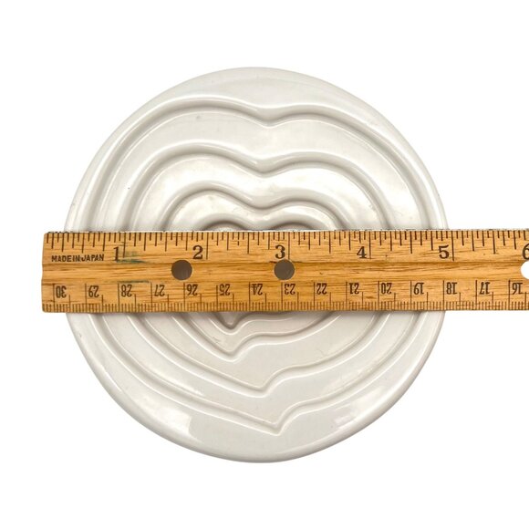Mary Judge White Ceramic Olive Oil Dipping Plate Heart Design 5" Diameter - Picture 4 of 6